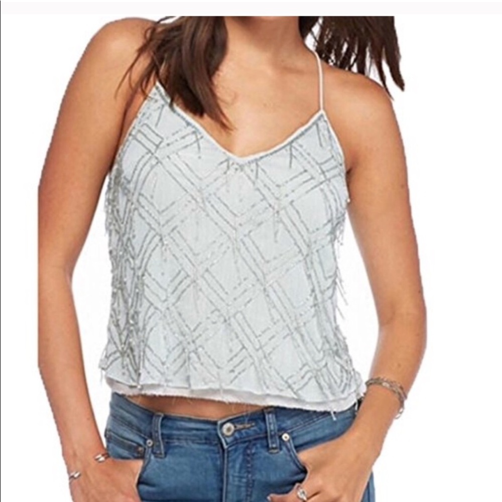 Free People Beaded Gatsby Beaded Tank Top